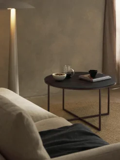 Ronde salontafel Antigua met glazen tafelblad in marmerlook^Westwing Collection Outlet