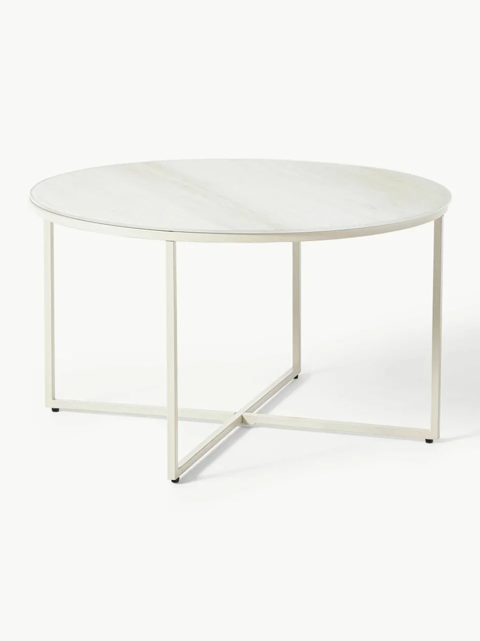 Ronde salontafel Antigua met glazen tafelblad met travertijn look^Westwing Collection Clearance