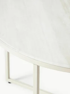 Ronde salontafel Antigua met glazen tafelblad met travertijn look^Westwing Collection Clearance