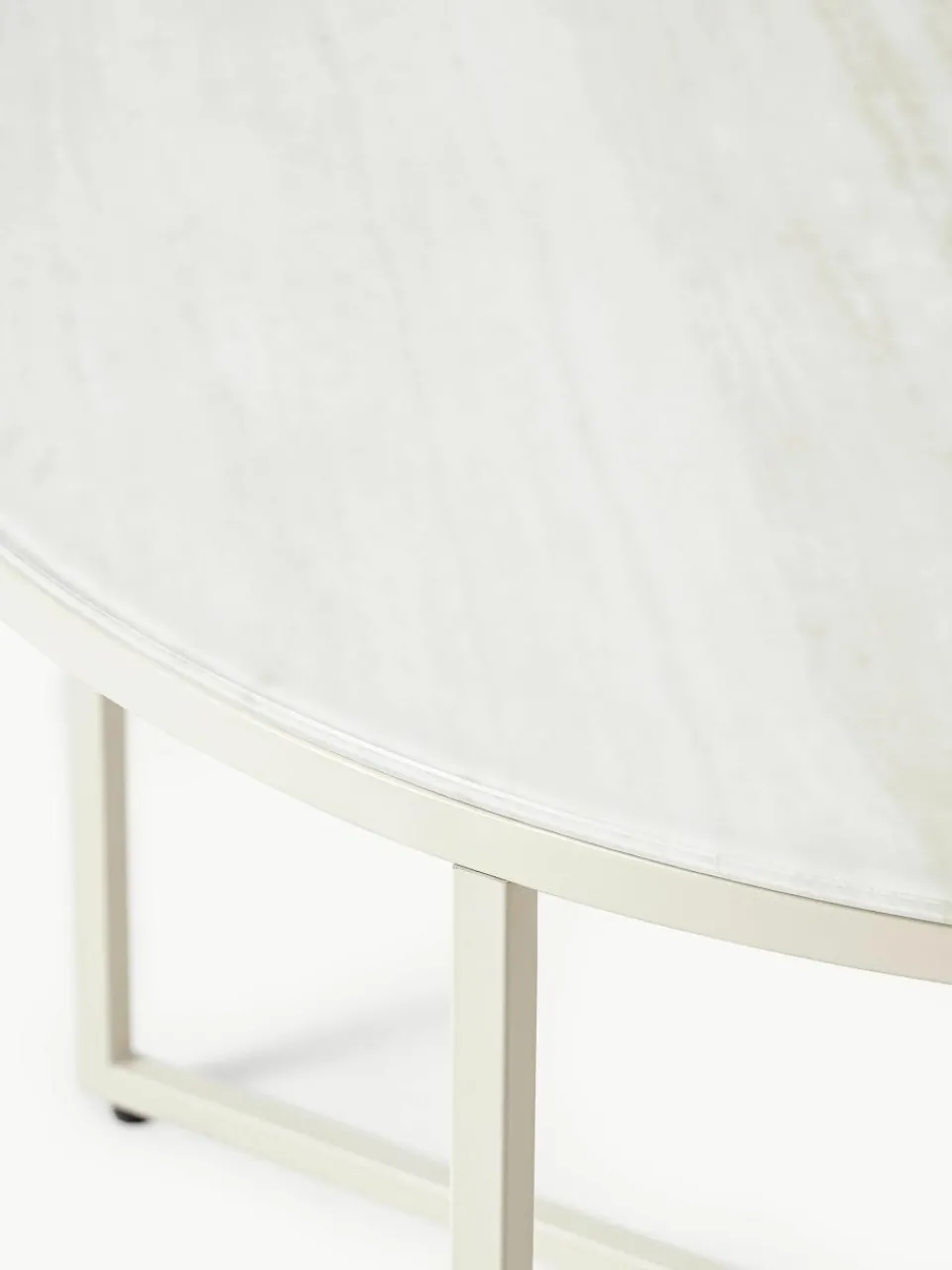 Ronde salontafel Antigua met glazen tafelblad met travertijn look^Westwing Collection Clearance
