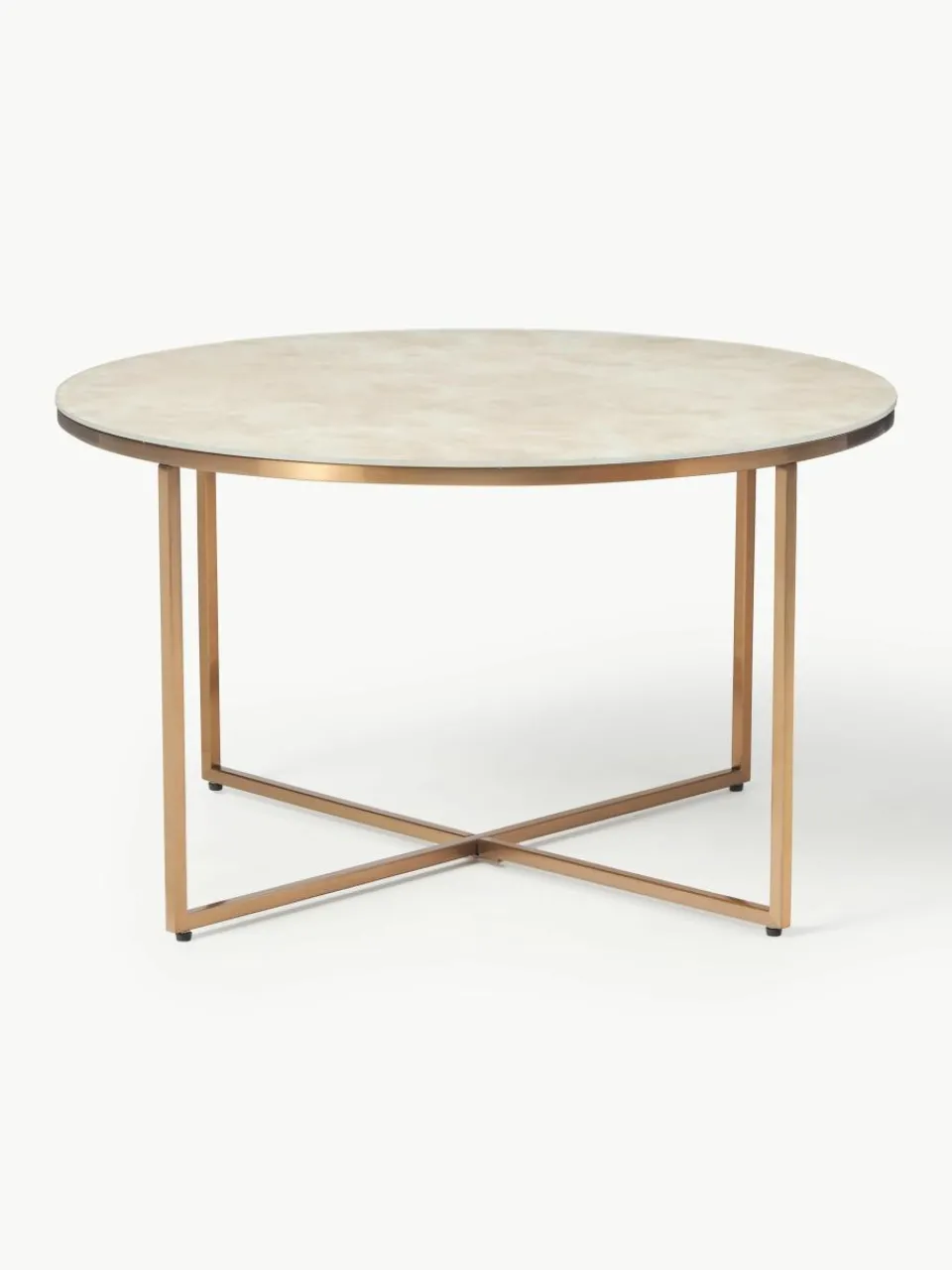 Ronde salontafel Antigua met glazen tafelblad in marmerlook^Westwing Clearance