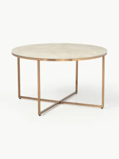 Ronde salontafel Antigua met glazen tafelblad in marmerlook^Westwing Clearance