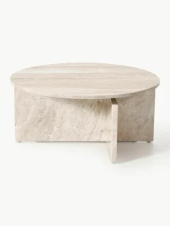 Ronde salontafel Marisa uit travertijn^Westwing Collection Sale