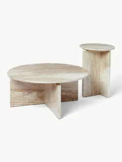 Ronde salontafel Marisa uit travertijn^Westwing Collection Sale