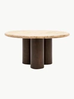 Ronde salontafel Trevi met travertijn tafelblad, Ø 75 cm^Westwing Fashion
