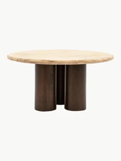 Ronde salontafel Trevi met travertijn tafelblad, Ø 75 cm^Westwing Fashion