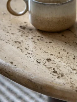 Ronde salontafel Trevi met travertijn tafelblad, Ø 75 cm^Westwing Fashion