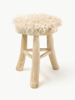 Ronde stoelkussen van imitatiebont Morten, gekruld^Westwing Collection Clearance