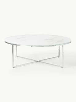 Ronde XL-salontafel Antigua met glazen tafelblad in marmerlook^Westwing Collection Clearance