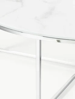 Ronde XL-salontafel Antigua met glazen tafelblad in marmerlook^Westwing Collection Clearance