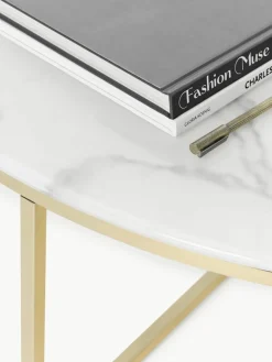Ronde XL-salontafel Antigua met glazen tafelblad in marmerlook^Westwing Collection Hot