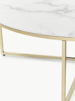 Ronde XL-salontafel Antigua met glazen tafelblad in marmerlook^Westwing Collection Hot
