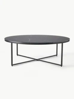Ronde XL-salontafel Antigua met glazen tafelblad in marmerlook^Westwing Collection Best