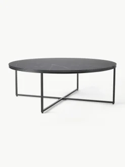 Ronde XL-salontafel Antigua met glazen tafelblad in marmerlook^Westwing Collection Best