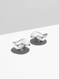RVS waxinelichthouder Cobra in organische vorm, 2 stuks^GEORG JENSEN Hot