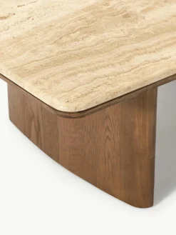 Salontafel Chandler van eikenhout met travertin blad^Westwing Collection Outlet