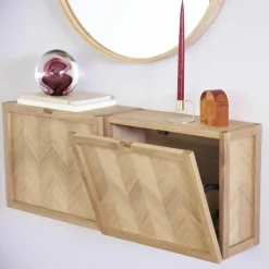 Schoenenkast Herringbone van eikenhout voor aan de wand^Hübsch Discount