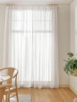 Semi-transparant gordijnen Ibiza met lusophanging, 2 stuks^Westwing Collection Best