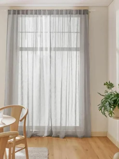 Semi-transparant gordijnen Ibiza met lusophanging, 2 stuks^Westwing Collection Sale