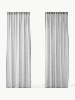 Semi-transparant gordijnen Ibiza met lusophanging, 2 stuks^Westwing Collection Sale