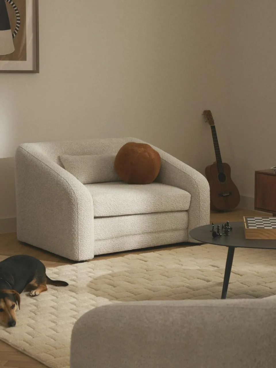 Slaapfauteuil Eliot uit teddy-bouclé^Westwing Collection Outlet