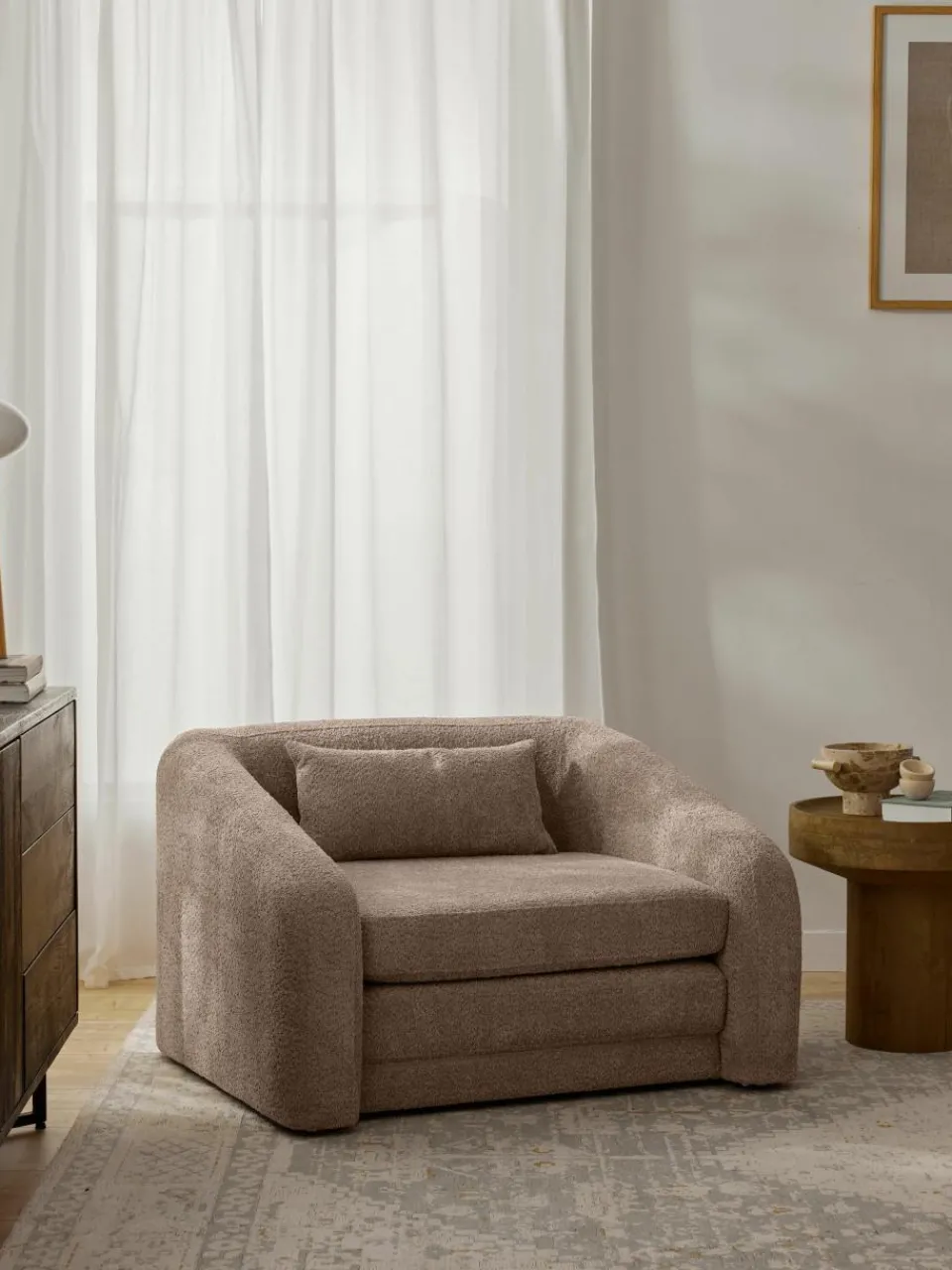 Slaapfauteuil Eliot uit teddy-bouclé^Westwing Collection Online