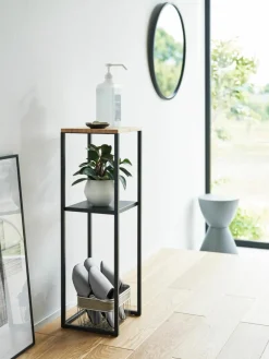 Smal wandrek Tower van metaal en bamboehout^Yamazaki Outlet