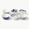 Snackschaaltjes Pacific blauw van porselein, set van 6^ROYAL DOULTON New