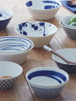 Snackschaaltjes Pacific blauw van porselein, set van 6^ROYAL DOULTON New