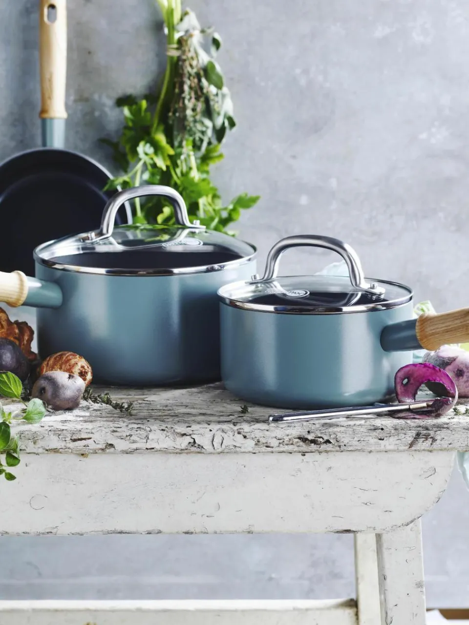 Steelpannen Mayflower met antiaanbaklaag, set van 3^GreenPan Hot