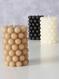 Stompkaarsen Pearls, 3-delig, H 10 cm^Westwing Fashion