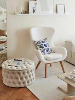 Teddy fauteuil Wing met houten poten^Westwing Collection Fashion