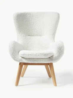 Teddy fauteuil Wing met houten poten^Westwing Collection Fashion