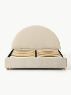 Teddy gestoffeerd bed Ebba met opbergruimte^Westwing Collection New