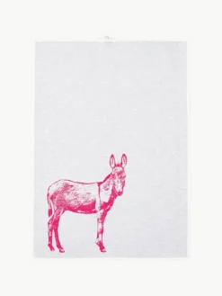 Theedoek Donkey, handgedrukt^Frohstoff Hot