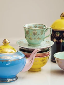 Theemokken Grandpa met schoteltjes, set van 4^Pols Potten Best