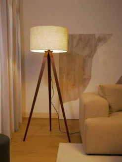 Tripod vloerlamp Jake van massief hout^Westwing Collection Fashion