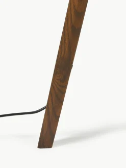 Tripod vloerlamp Jake van massief hout met fluwelen lampenkap^Westwing Collection Sale