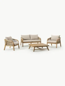 Tuin loungeset Lu van acaciahout, 4-delig^Westwing Collection Sale
