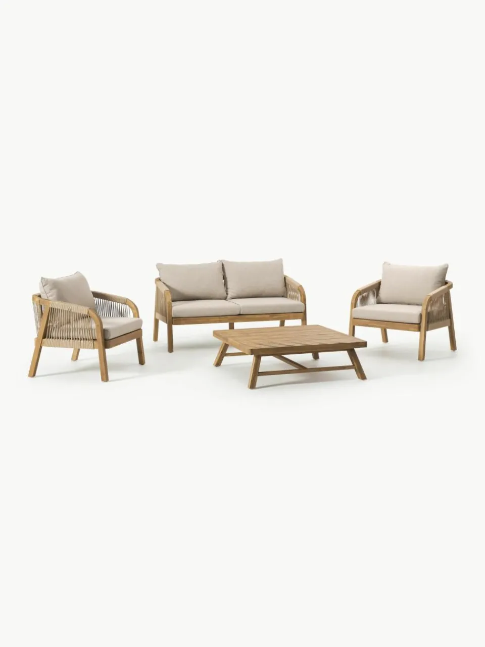 Tuin loungeset Lu van acaciahout, 4-delig^Westwing Collection Sale