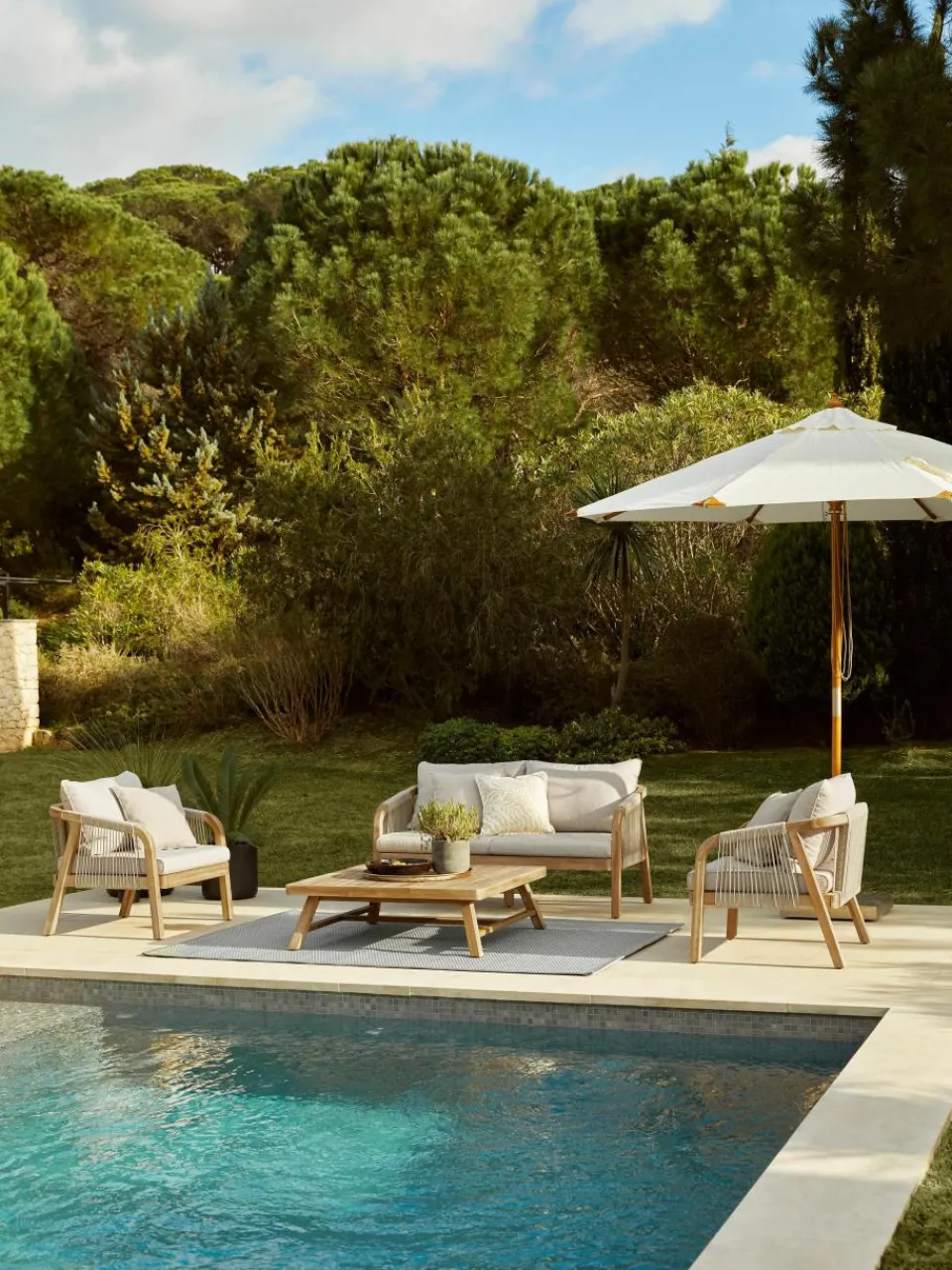 Tuin loungeset Lu van acaciahout, 4-delig^Westwing Collection Sale