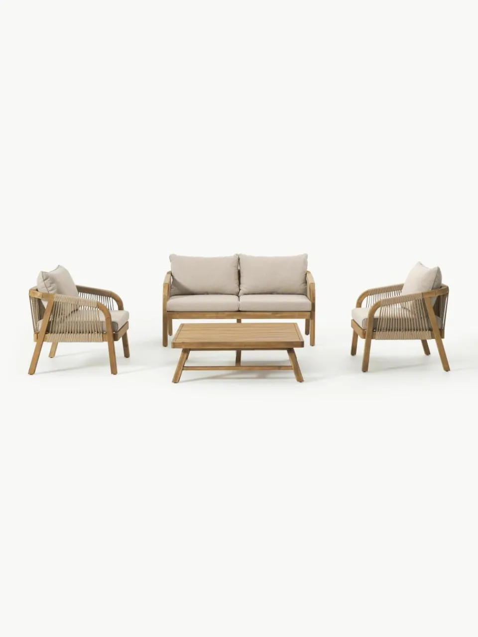 Tuin loungeset Lu van acaciahout, 4-delig^Westwing Collection Sale
