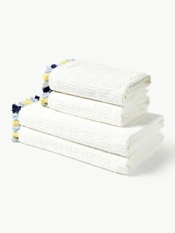 Velours handdoekenset Tallulah met decoratieve franjes, in verschillende formaten^Westwing Collection Clearance
