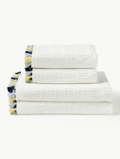 Velours handdoekenset Tallulah met decoratieve franjes, in verschillende formaten^Westwing Collection Clearance