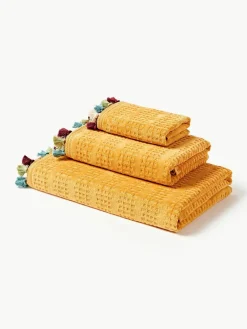 Velours handdoekenset Tallulah met decoratieve franjes, in verschillende formaten^Westwing Collection Discount