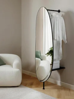 Vloerspiegel Ophelia voor wandbevestiging van metaal^Westwing Collection Clearance