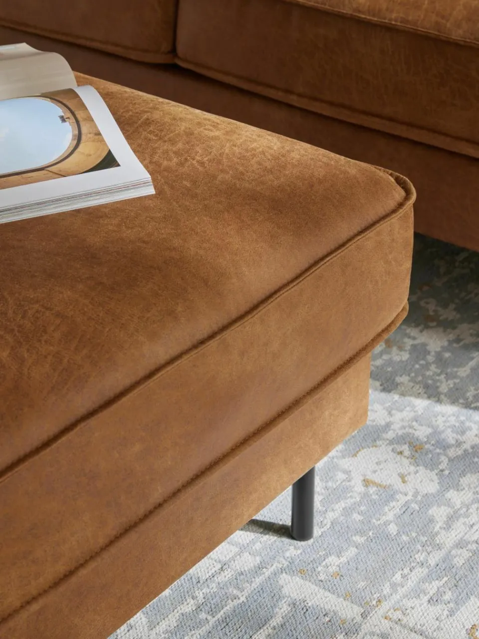 Voetenbank Hunter van gerecycled leer^Westwing Collection Discount