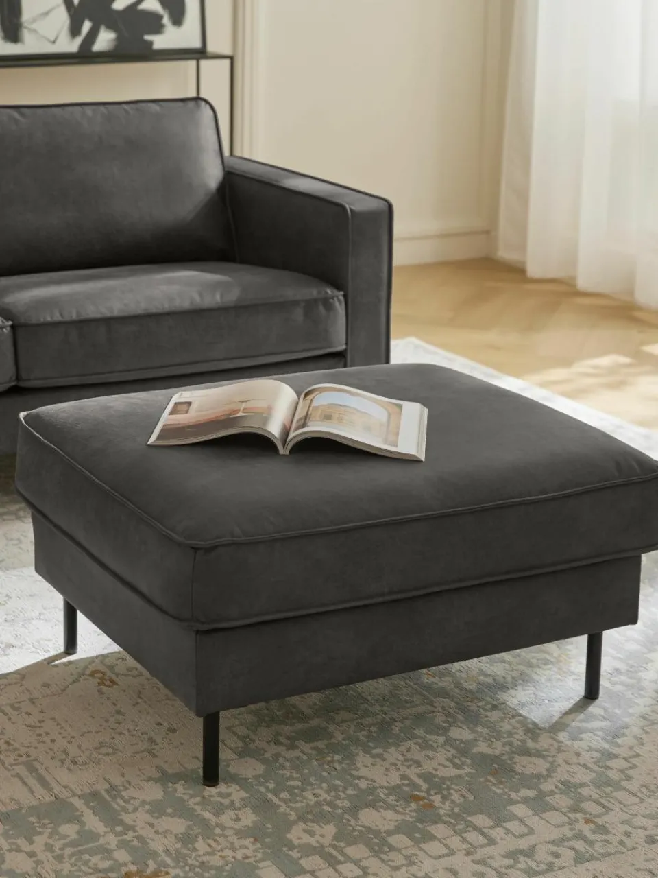 Voetenbank Hunter van gerecycled leer^Westwing Collection Discount