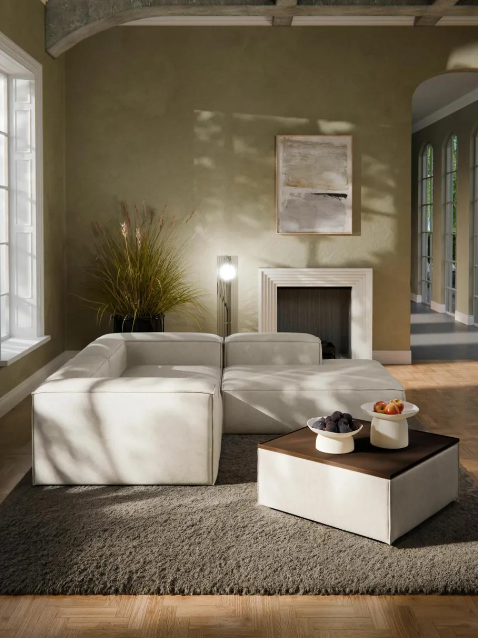 Voetenbank Lennon van linnenmix met opbergruimte^Westwing Collection Outlet