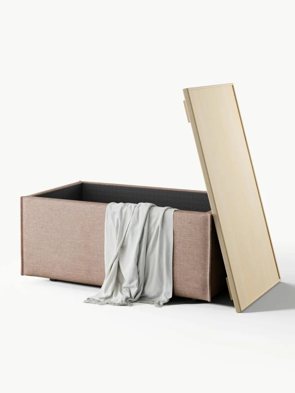 Voetenbank Lennon van linnenmix met opbergruimte^Westwing Collection New